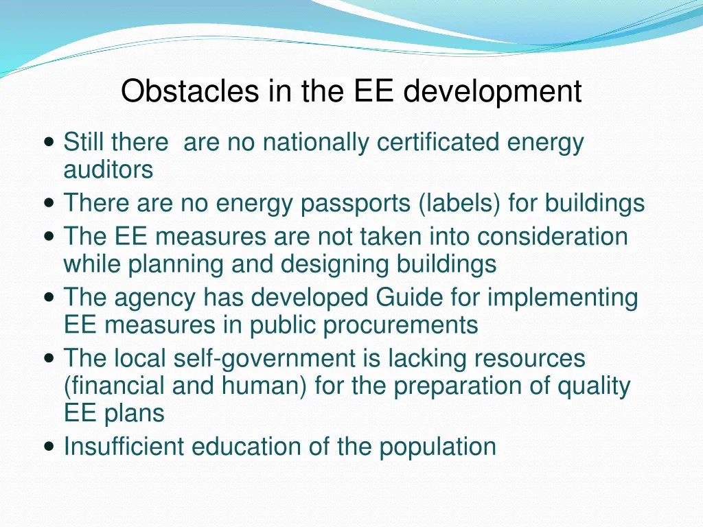 obstacles in the ee development