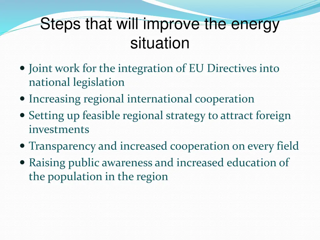 steps that will improve the energy situation