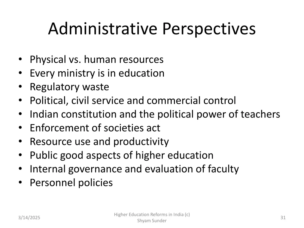 administrative perspectives
