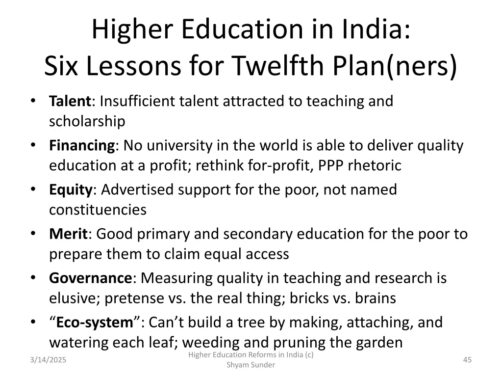 higher education in india six lessons for twelfth
