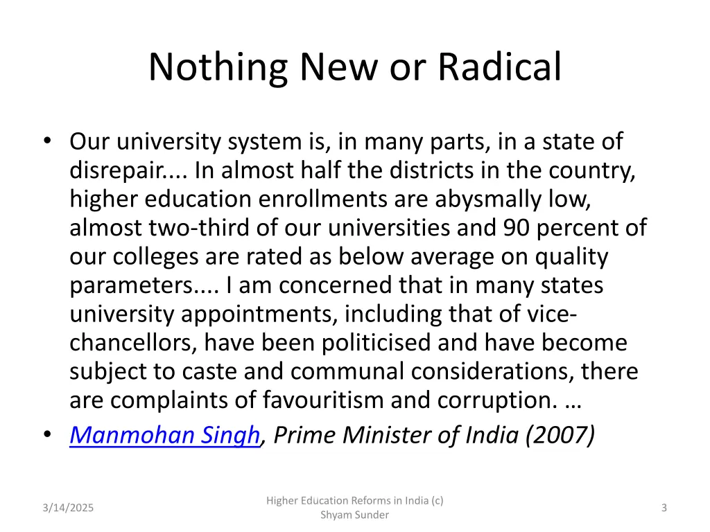 nothing new or radical