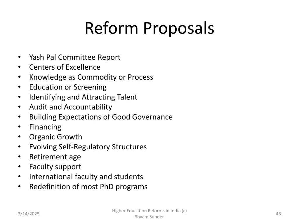 reform proposals
