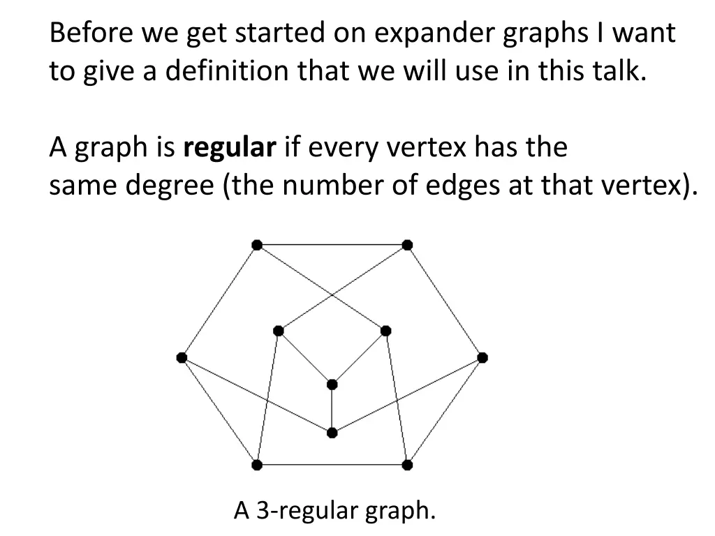 before we get started on expander graphs i want