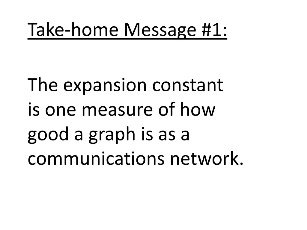 take home message 1