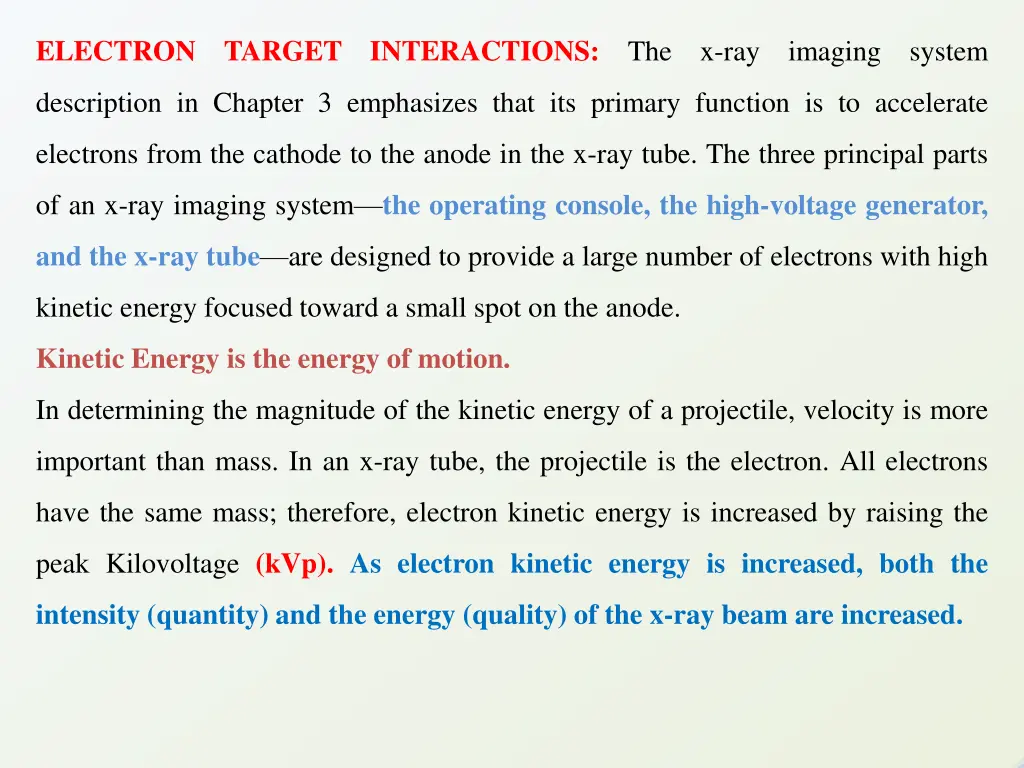 electron target interactions the x ray imaging