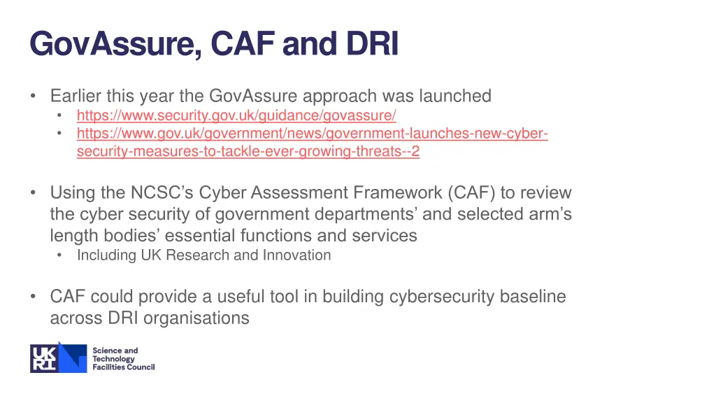 govassure caf and dri