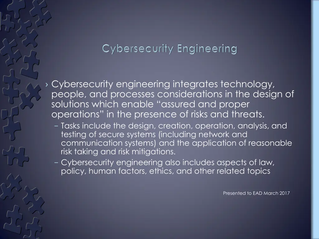 cybersecurity engineering integrates technology