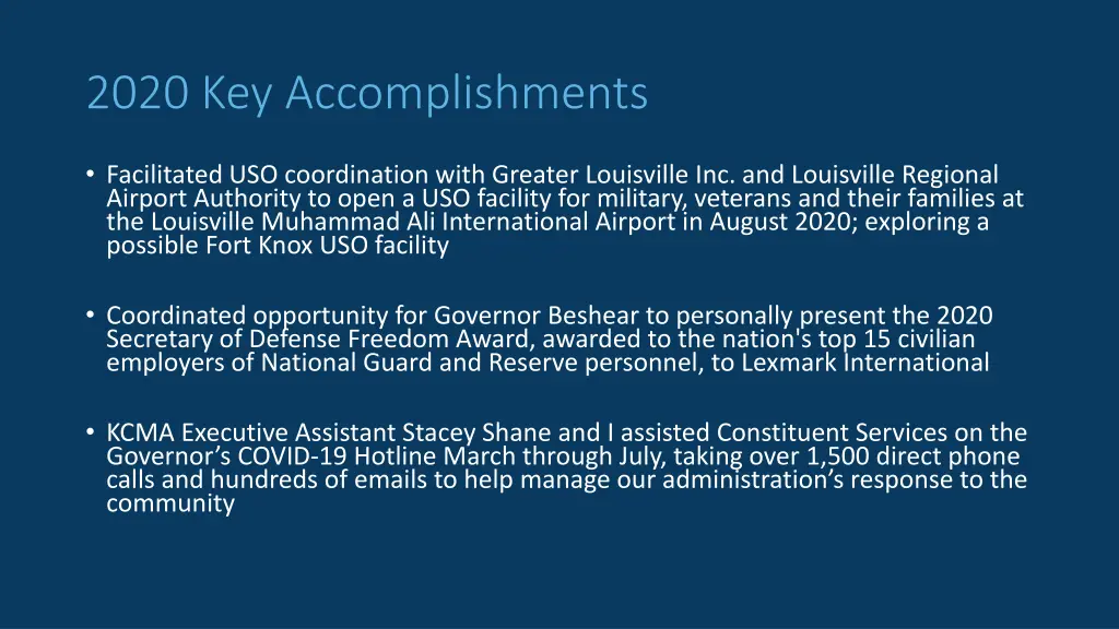 2020 key accomplishments 2