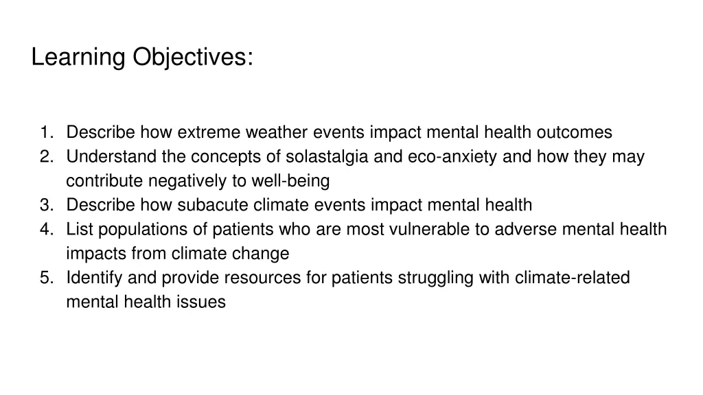 learning objectives