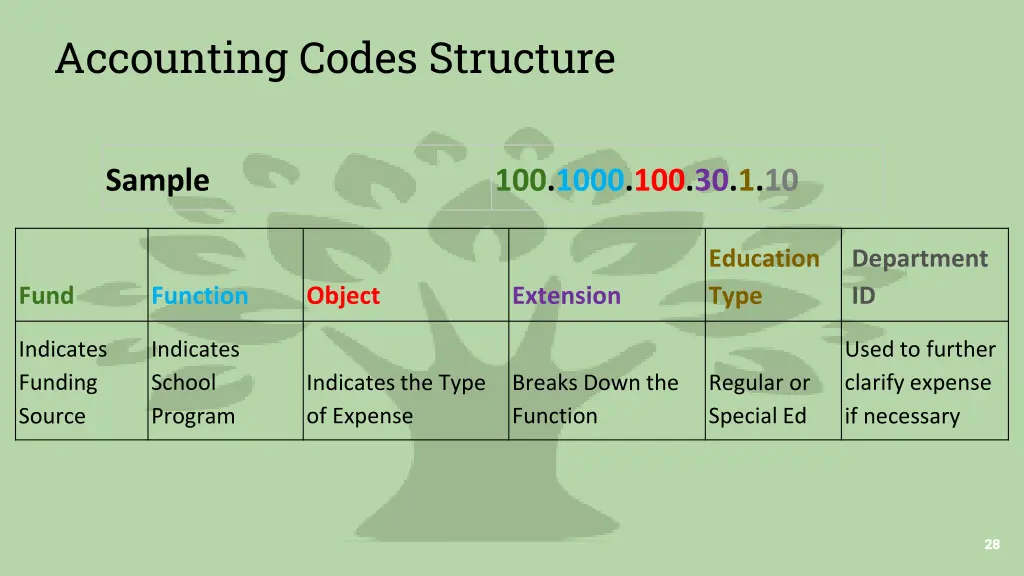 accounting codes structure