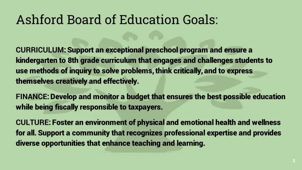 ashford board of education goals