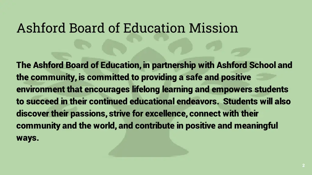 ashford board of education mission