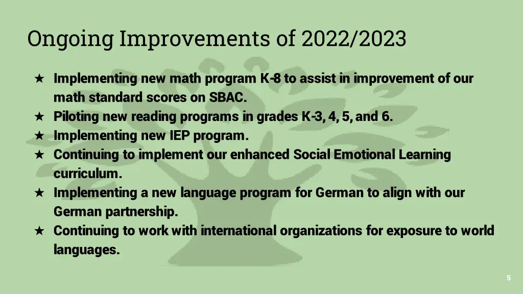 ongoing improvements of 2022 2023