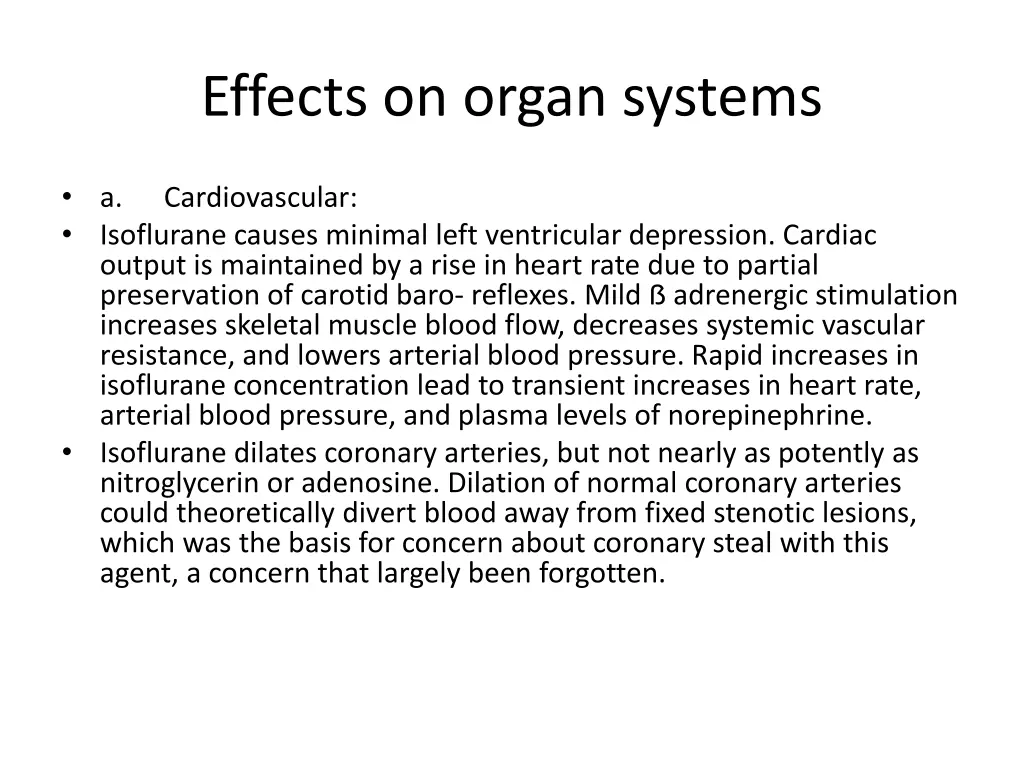 effects on organ systems
