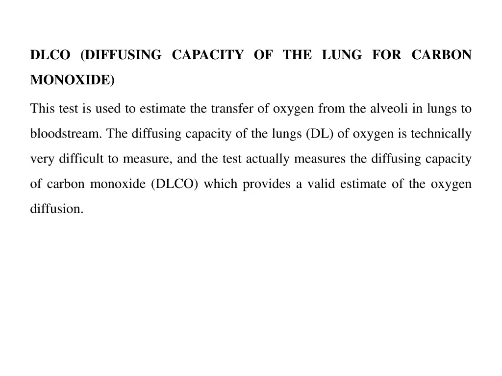 dlco diffusing capacity of the lung for carbon