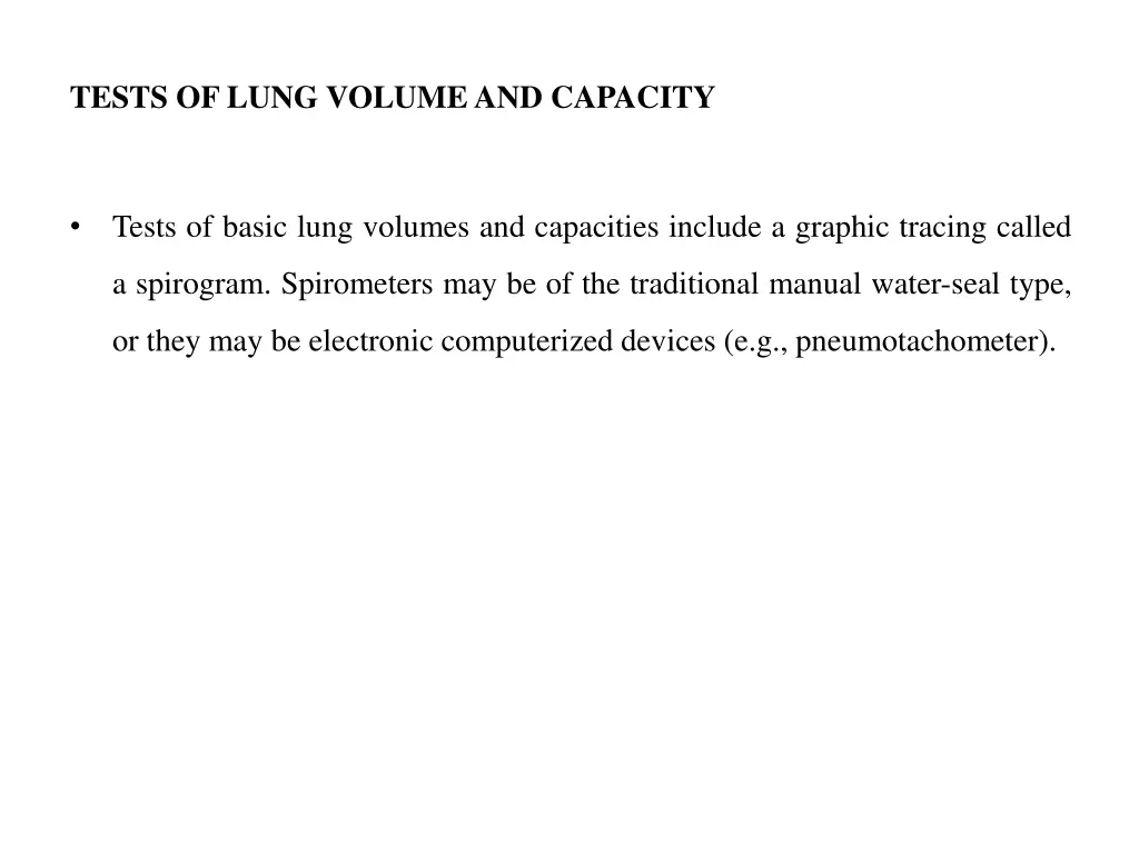 tests of lung volumeand capacity