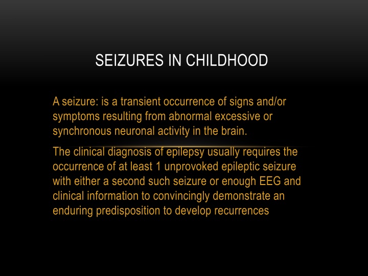 seizures in childhood