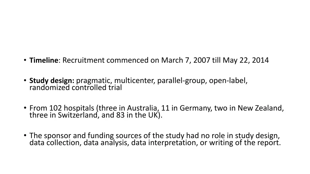 timeline recruitment commenced on march 7 2007