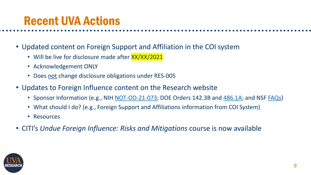 recent uva actions