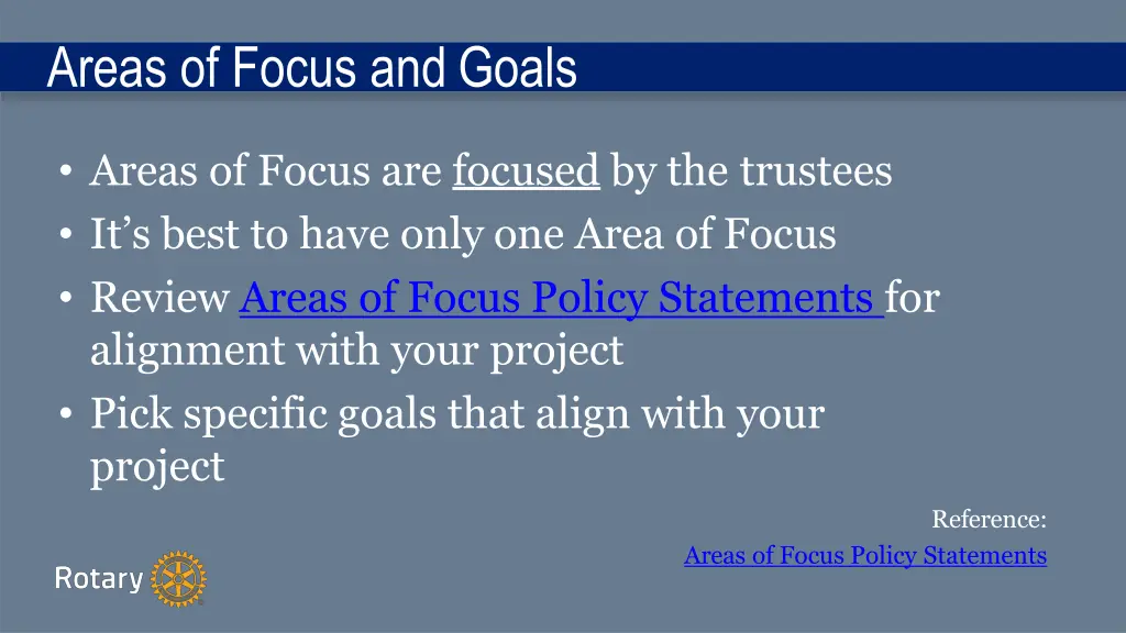 areas of focus andgoals