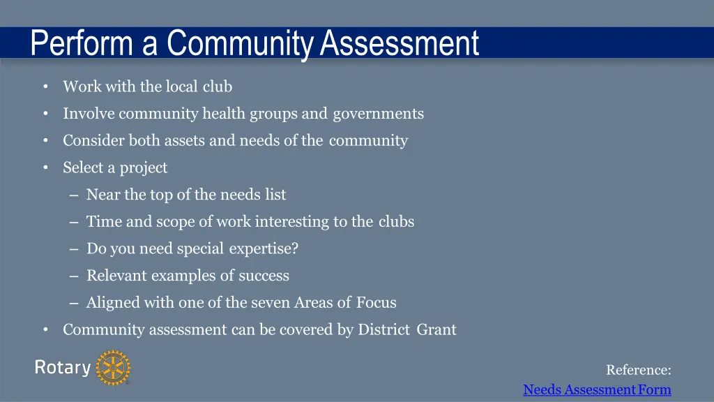 perform a communityassessment