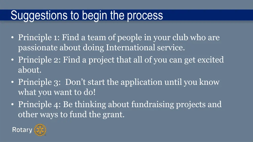 suggestions to begin theprocess