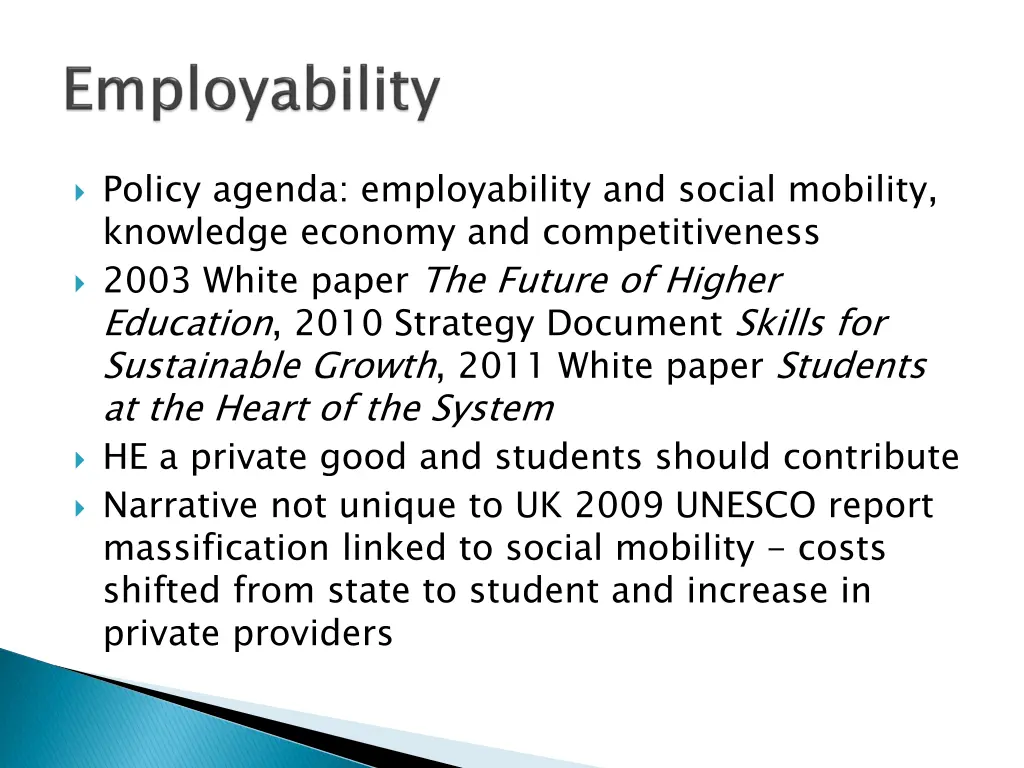 policy agenda employability and social mobility