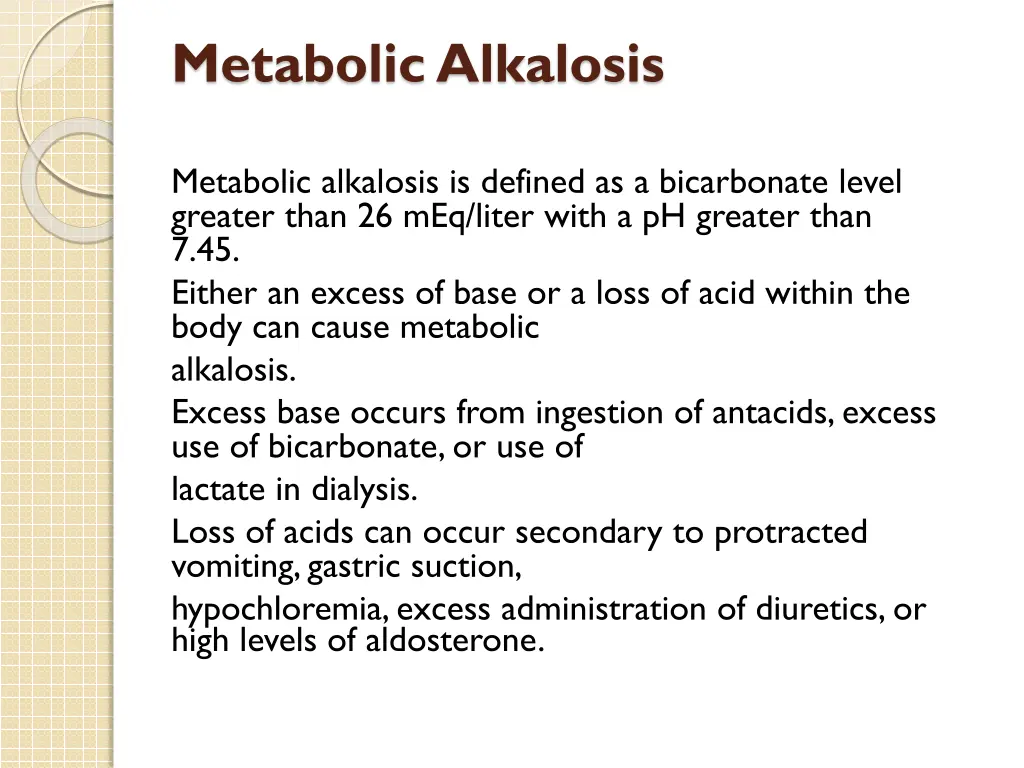 metabolic alkalosis