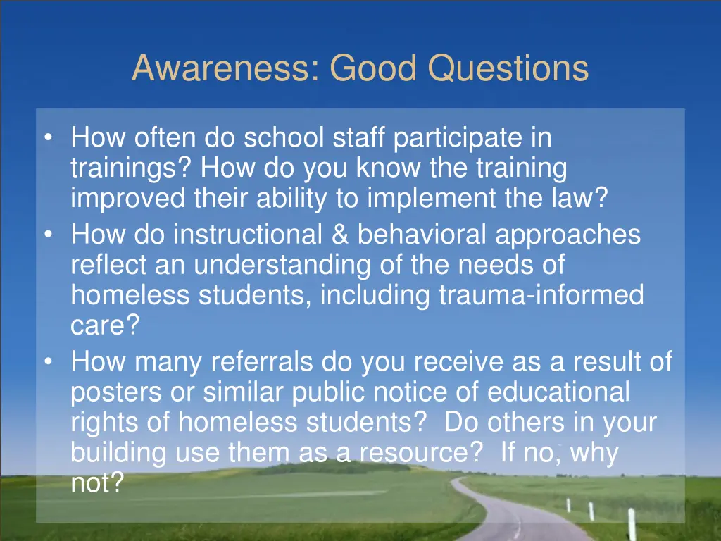 awareness good questions