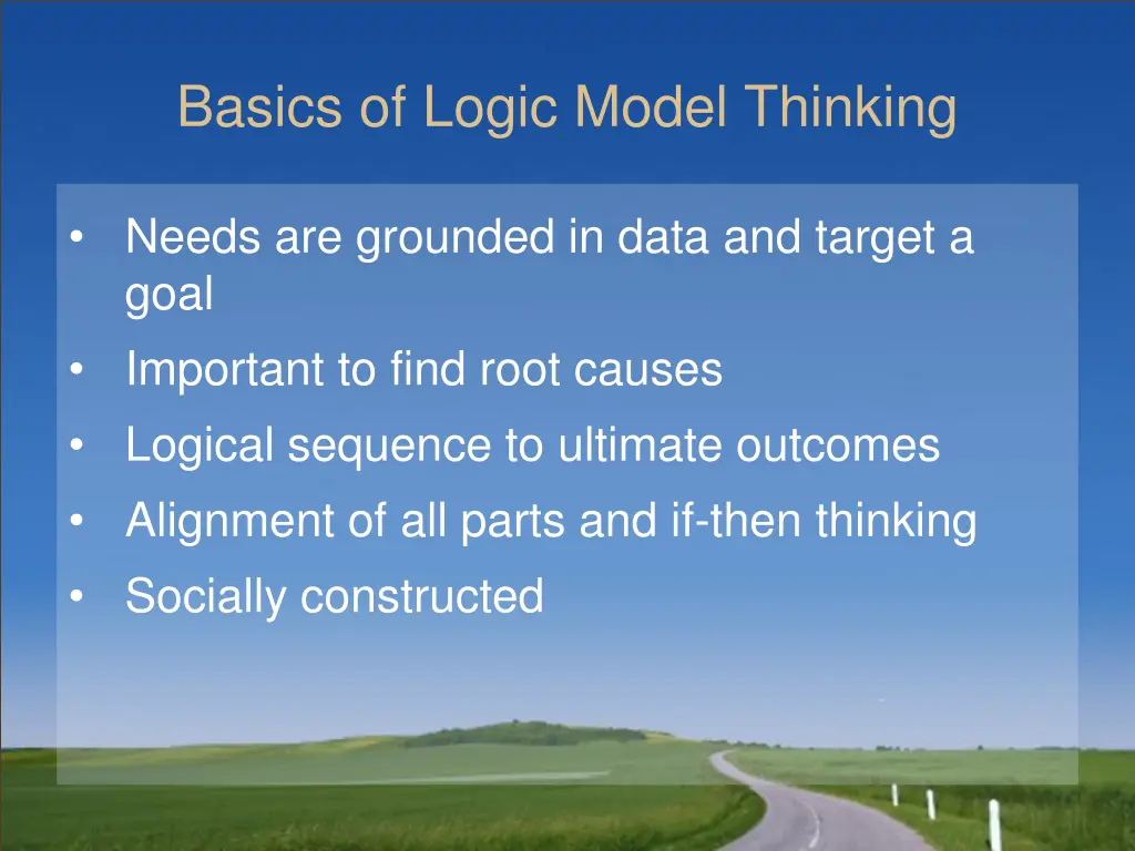 basics of logic model thinking