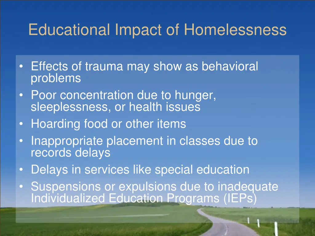 educational impact of homelessness