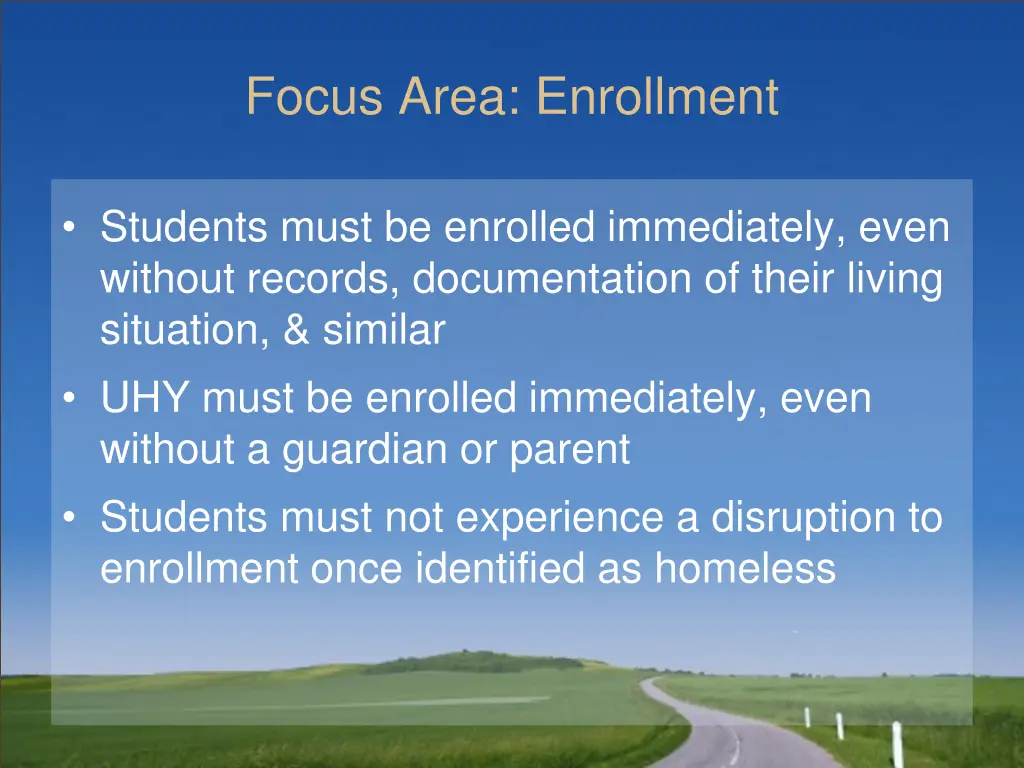 focus area enrollment