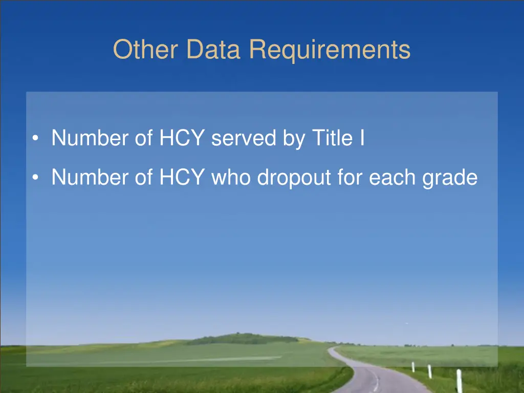 other data requirements
