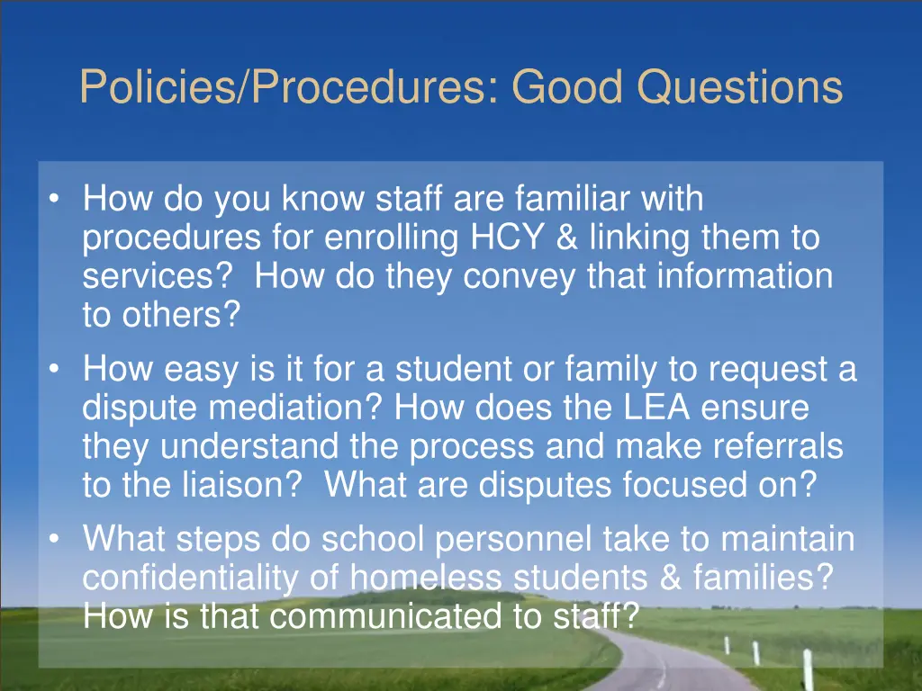 policies procedures good questions 1