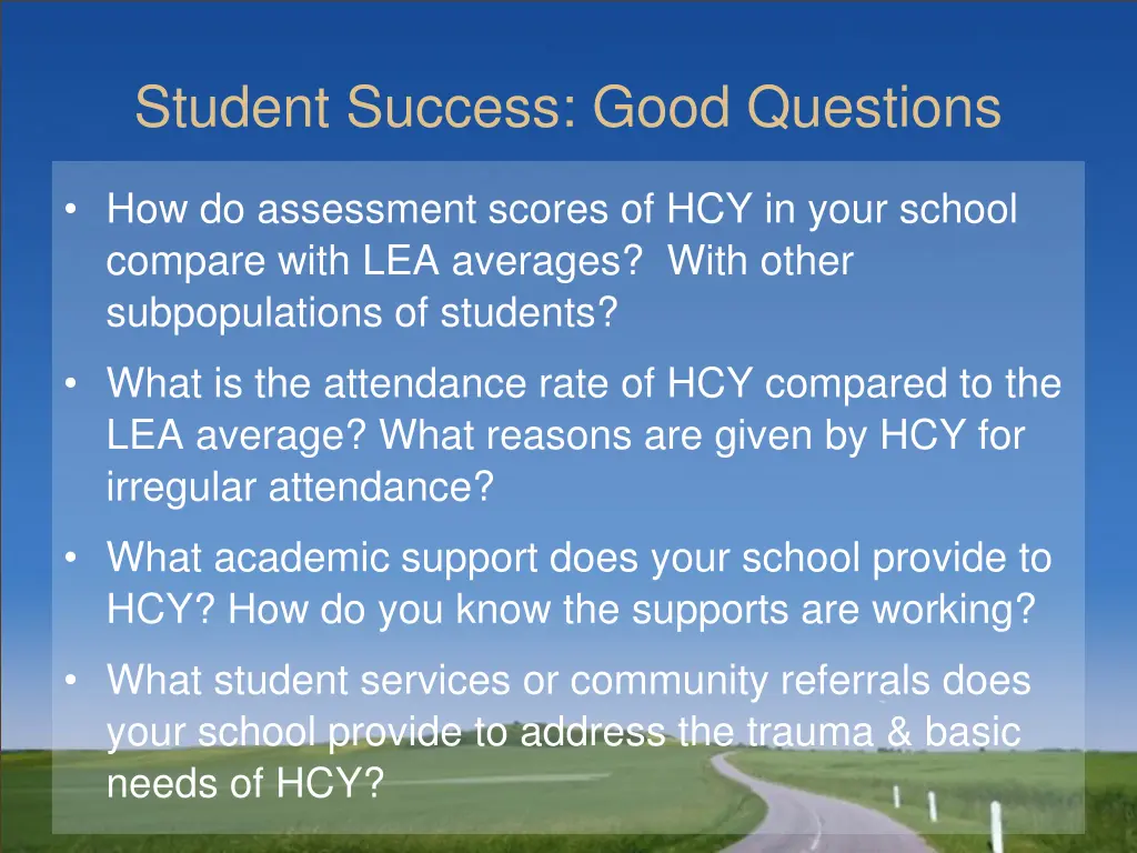 student success good questions