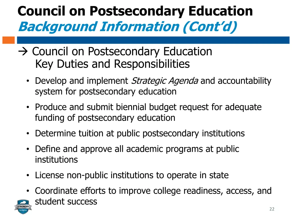 council on postsecondary education background 1