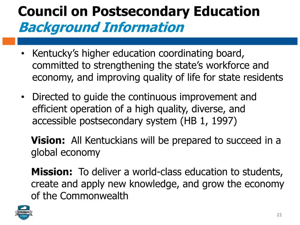 council on postsecondary education background