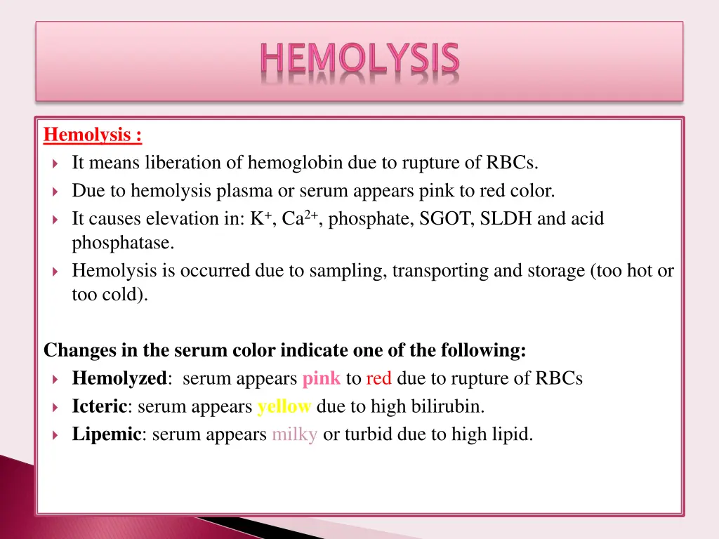 hemolysis it means liberation of hemoglobin