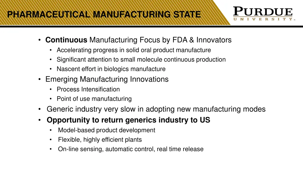 pharmaceutical manufacturing state