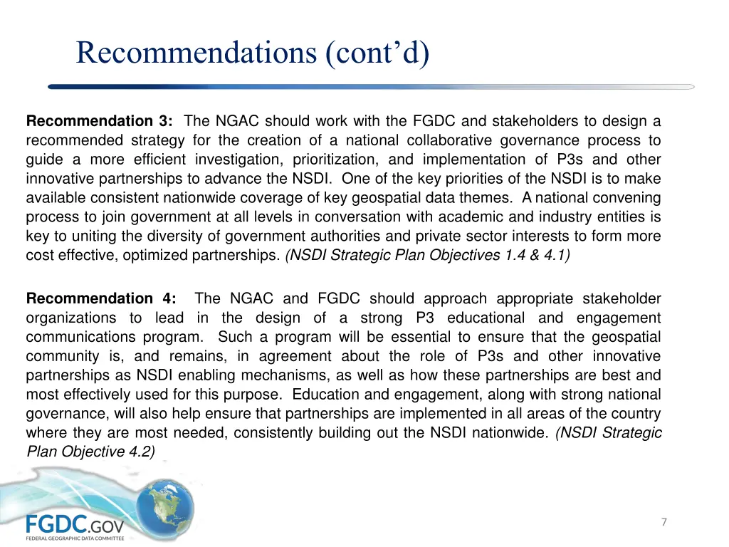 recommendations cont d