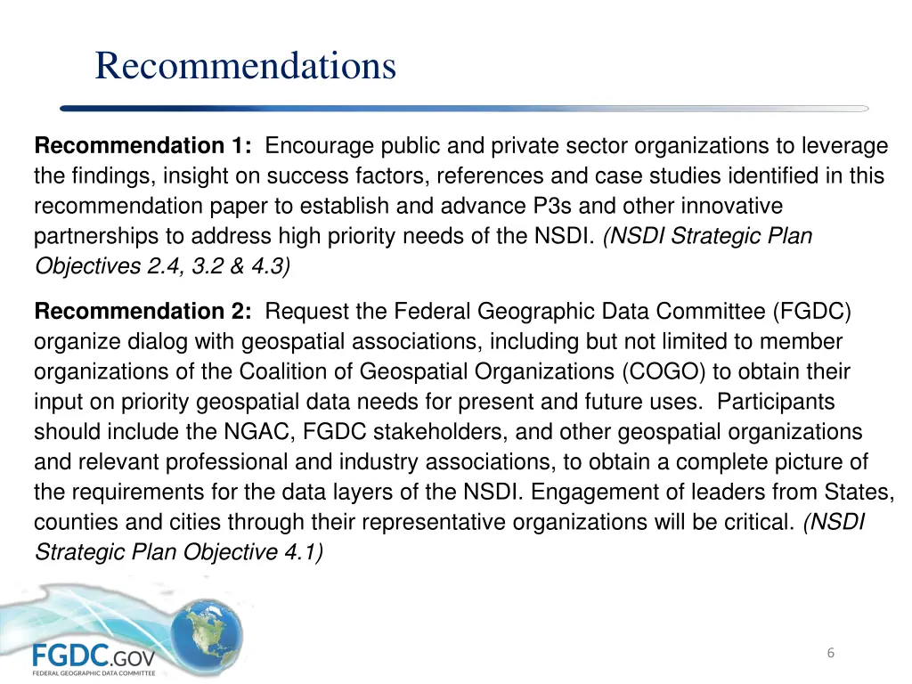 recommendations