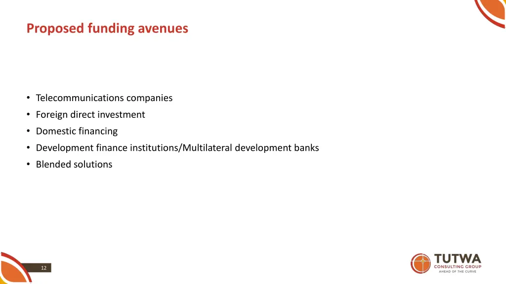 proposed funding avenues