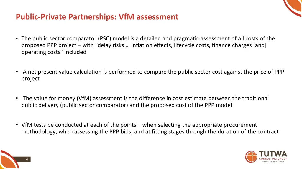 public private partnerships vfm assessment