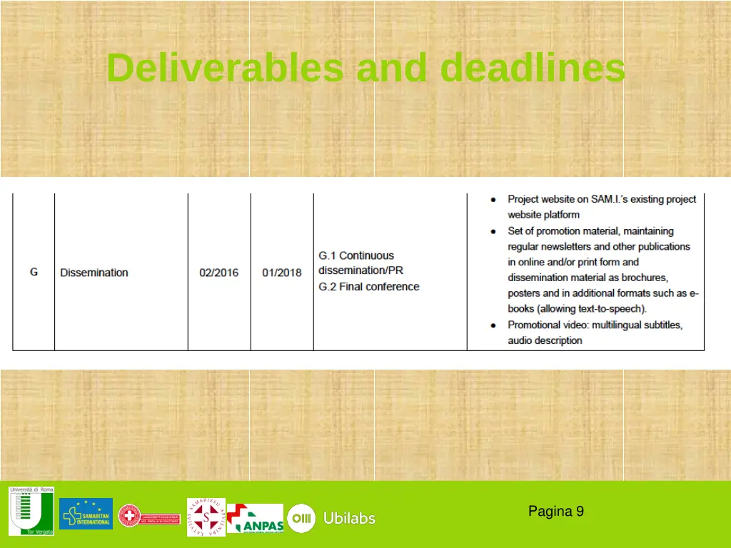 deliverables and deadlines 2