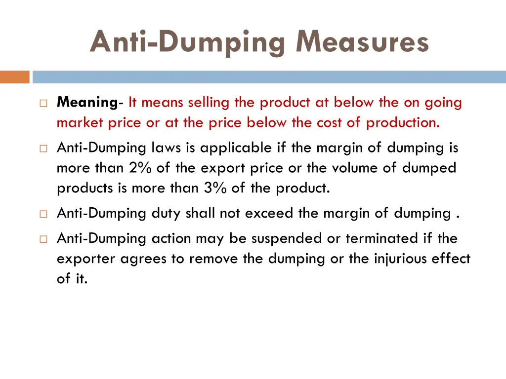 anti dumping measures