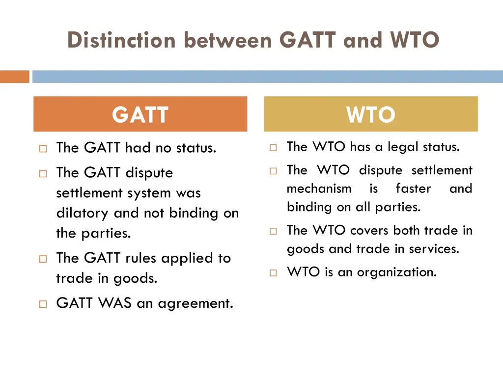 distinction between gatt and wto