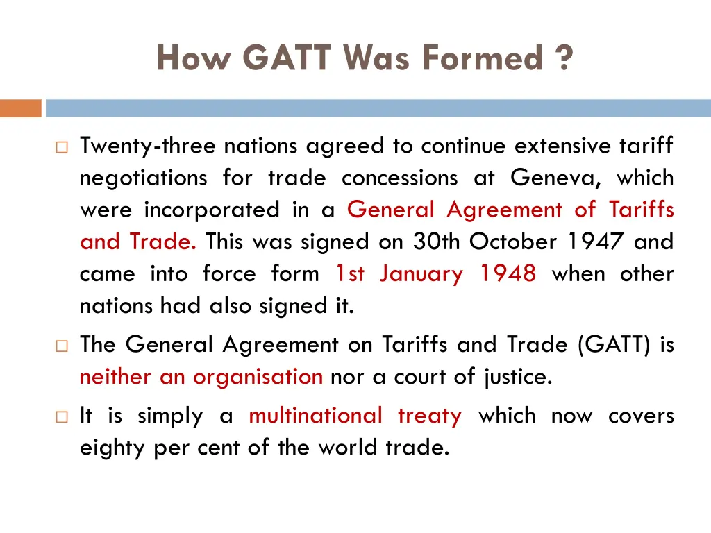 how gatt was formed