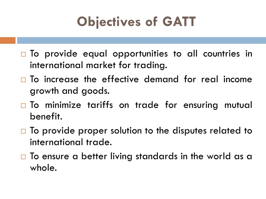 objectives of gatt