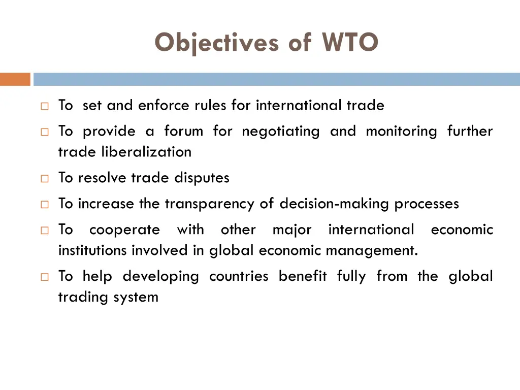 objectives of wto