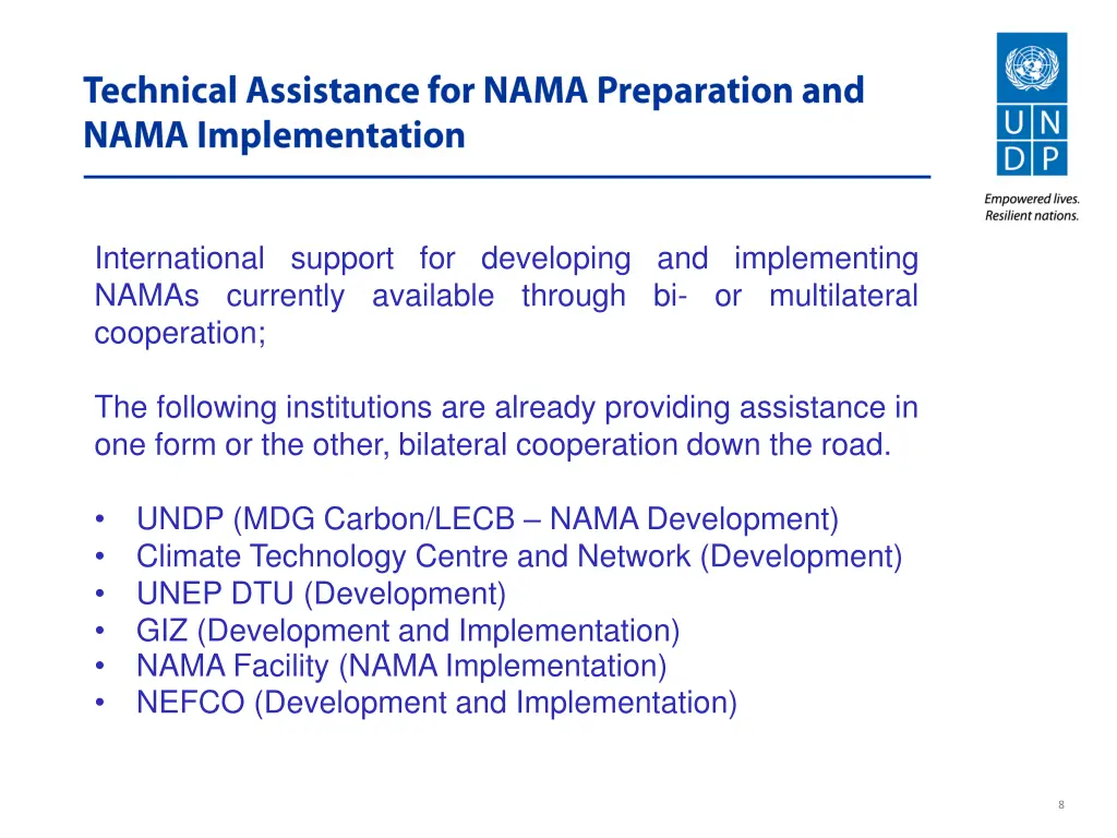 international support for developing